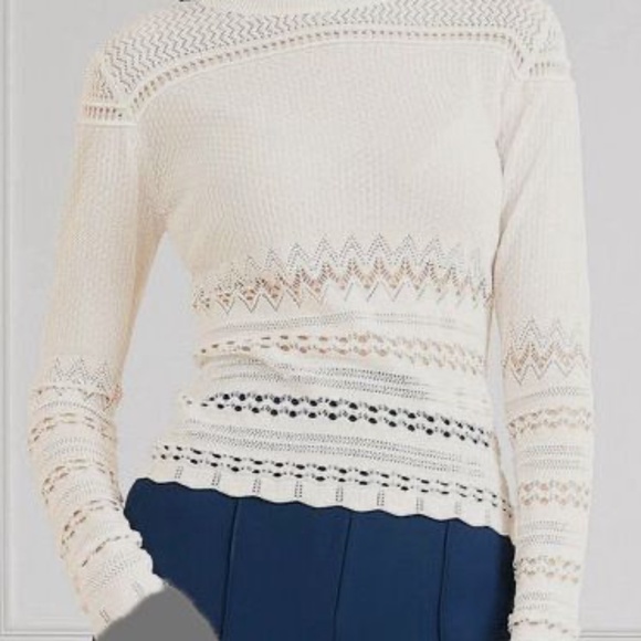 Marciano By Guess Women's White Crochet Long Sleeve Sweater Top Size XS - Picture 3 of 3